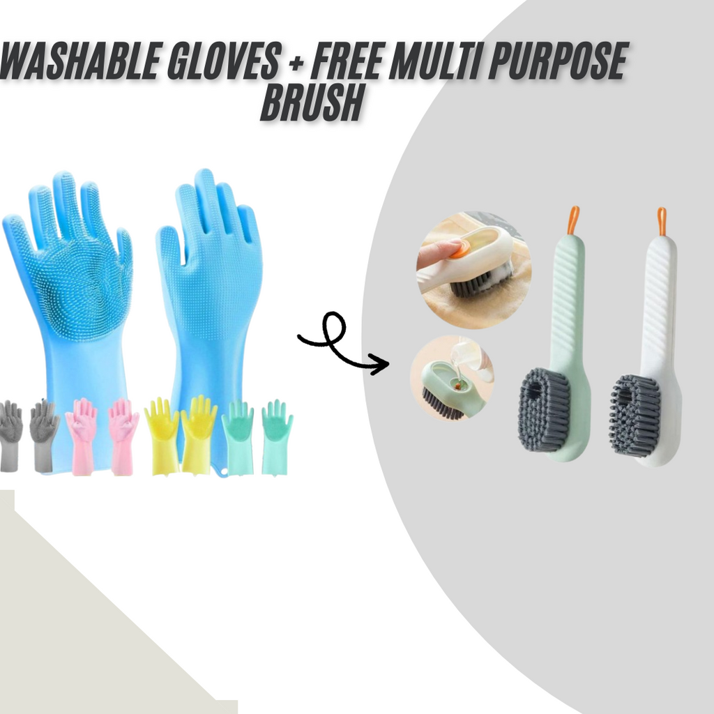 ( High Quality )Pair Of Silicone Washing Full Finger Gloves For Home & Kitchen