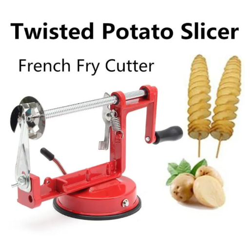 Manual Red Machine Vegetable Spiraliz Stainless Steel Twisted Potato Apple Slicer Spiral Fry Cutter