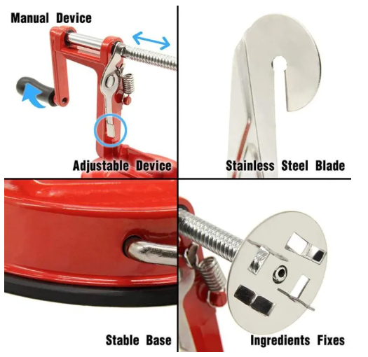 Manual Red Machine Vegetable Spiraliz Stainless Steel Twisted Potato Apple Slicer Spiral Fry Cutter